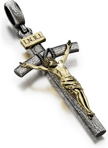 Vista 7 de Collar de crucifijo católico para hombres y mujeres, collar de cruz de plata antigua/oro/plata con exquisito colgante de Jesús, cadena de acero