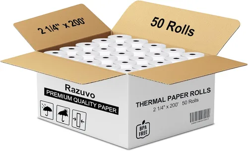 Vista 8 de (50 rollos) Rollos de papel térmico de recibo de 2 1/4 x 85 pulgadas, se adapta a todas las cajas registradoras POS, para impresoras de caja