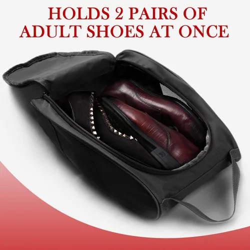 Vista 5 de Bolso portátil del zapato del viaje de Oxford, organizador impermeable del almacenamiento del embalaje del zapato con cierre de cremallera, Negro