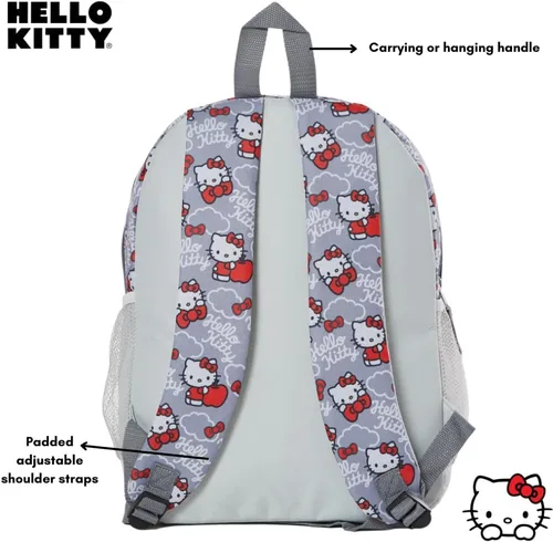 Vista 4 de Fast Forward Mochila Hello Kitty para niñas, 16 pulgadas, rojo y gris