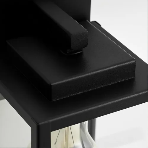Vista 7 de mirrea Aplique de pared clásico de 7 pulgadas para exteriores, 1 luz en negro mate, marco de metal rectangular y pantalla de vidrio transparente