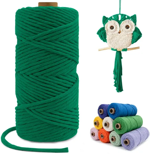 Vista 23 de Cuerda de macramé de una sola hebra de 0.197 in x 110 yardas, cuerda de macramé de algodón natural de 0.197 in, cuerda de algodón grueso para colgar