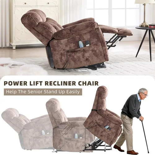 Vista 5 de CANMOV Power Lift - Silla reclinable para personas mayores con masaje por vibración y calefacción lumbar, silla elevadora eléctrica con bolsillo