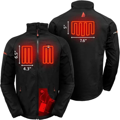 Vista 3 de ActionHeat Chaqueta térmica con batería de 5 V para hombre con calefacción de tres zonas, control táctil para esquí, campamento, motociclismo