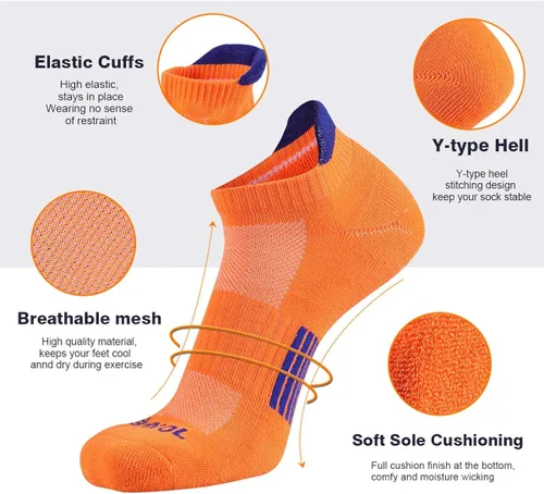 Vista 2 de JOYNÉE Mens Athletic Socks Low Cut Cushion Running Socks Breathable Comfort for Sports 6 Pack