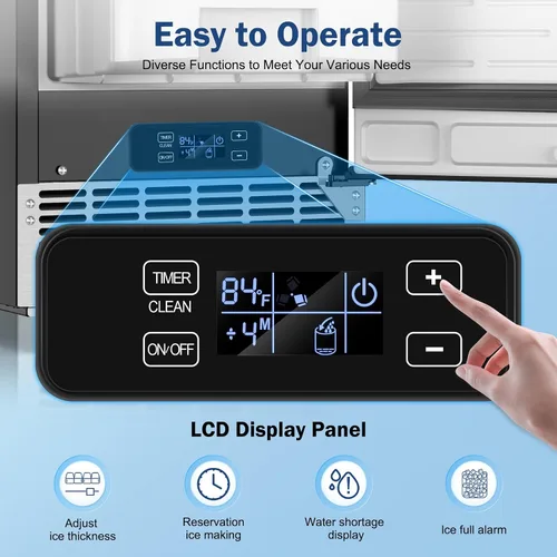 Vista 2 de Máquina de hielo debajo del mostrador, 95 libras/día con contenedor de almacenamiento de 35 libras, 40 cubos en 10 minutos, puerta reversible