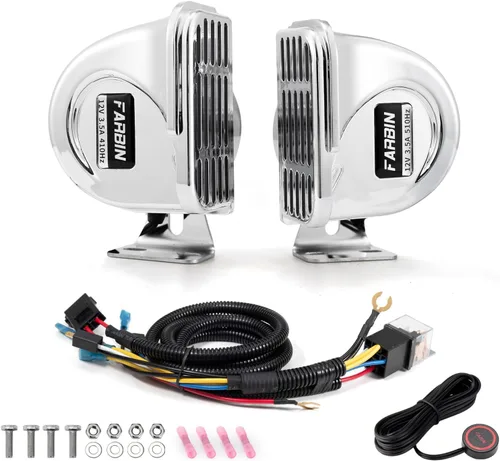 Vista 9 de FARBIN Bocina para barcos de acero inoxidable impermeable para barcos Bocina de coche súper fuerte de 12 V con soporte base para veleros, yates