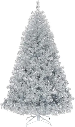 Vista 31 de Goplus Árbol de Navidad negro sin luz de 6 pies, árbol de Halloween artificial con 1036 puntas de rama, soporte de metal, árbol completo de Navidad