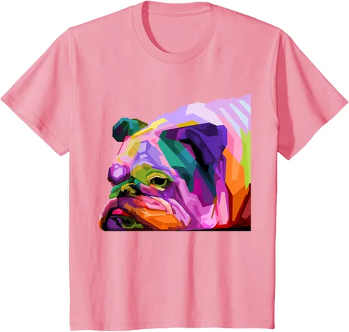 Vista 95 de Camiseta de retrato pop artístico de bulldog británico inglés para dueños de perros, Negro, S