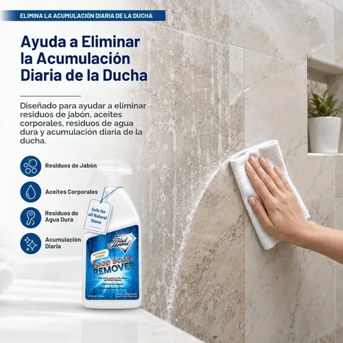 Vista 3 de Removedor de espuma de jabón de piedra natural para duchas, puertas