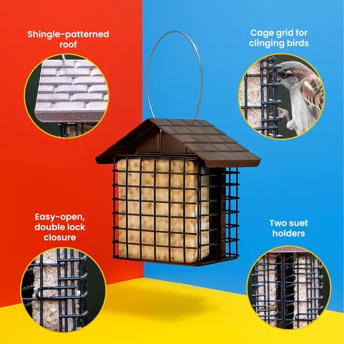 Vista 3 de More Birds Comedero doble para tartas, protector meteorológico, construcción de acero
