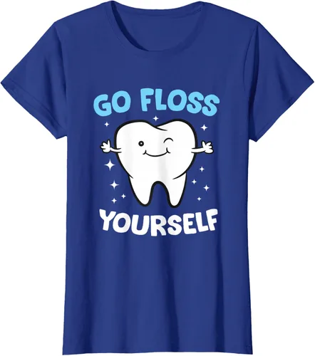 Vista 58 de Camiseta higienista dental, asistente dental, Go Floss Yourself dentista, Negro, S