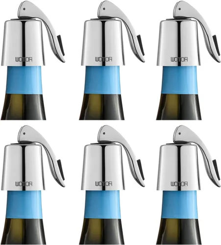 Vista 9 de WOTOR Tapones para botellas de vino de acero inoxidable con silicona Negro-2
