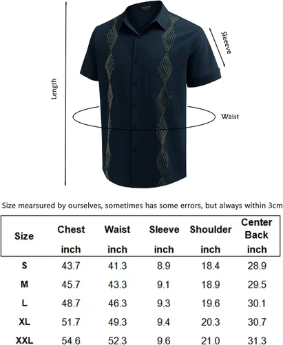 Vista 6 de COOFANDY Men's Cuban Guayabera Shirts Short Sleeve Linen Tops Beach Button Down Shirt with Pockets