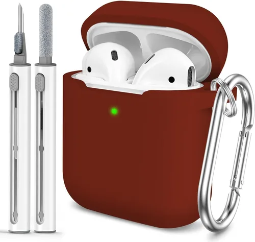 Vista 21 de Funda Protectora para AirPods 1/2, viene con kit de limpieza, funda protectora de silicona suave con hebilla, compatible con estuche de carga