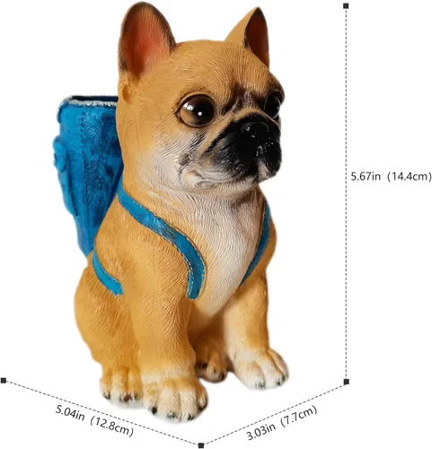 Vista 6 de Soporte para bolígrafo de perro para escritorio, regalos de bulldog francés para hombres, mujeres y niños, soporte único para lápices, divertido
