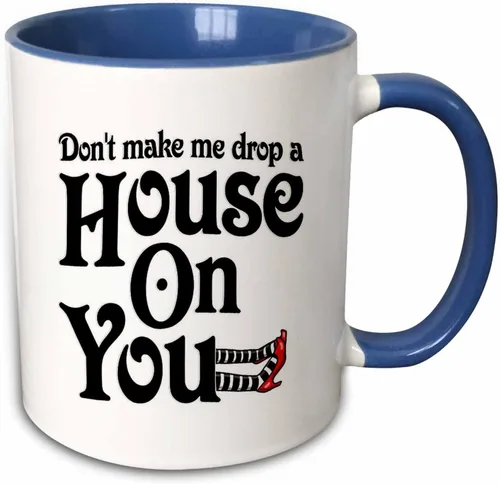 Vista 12 de 3dRose Taza Don't Make Me Drop a House on You, 11 onzas, color negro