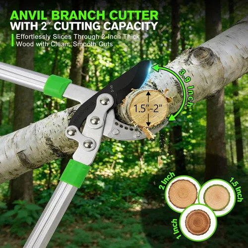 Vista 4 de Juego de tijeras de podar para cortar árboles, mango extensible resistente, 28 a 38 pulgadas, ajustable para ramas de árbol y tijeras de podar