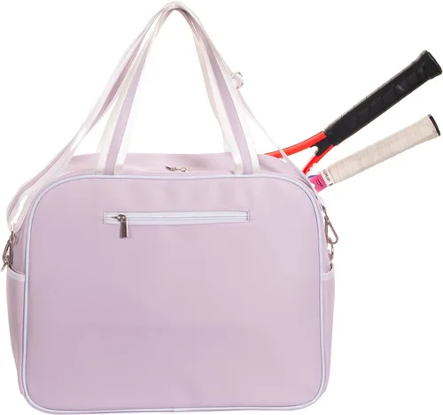 Vista 5 de Remobia Hicol Bolso deportivo grande de piel sintética púrpura para mujer, bolsa de hombro para raqueta de tenis, bolsa de mano de tenis para 2