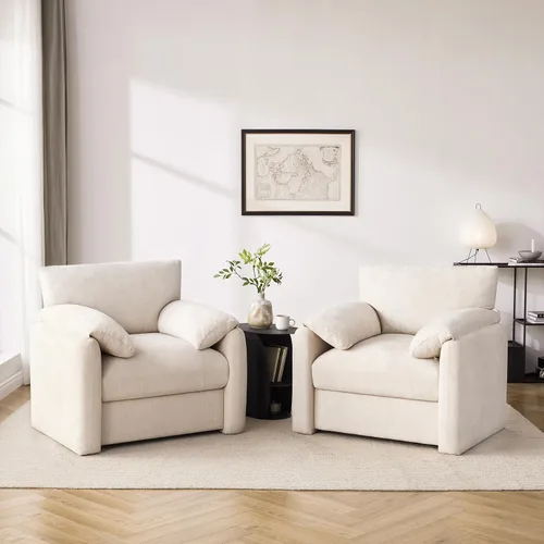 Vista 4 de Howjoe Sillón Extragrande de Chenilla, Sillas de Acento de 38.6 Pulgadas de Ancho para Sala de Estar y Dormitorio Silla de Descanso Moderna, Silla