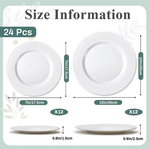 Vista 2 de Hushee Juego de 24 Platos Blancos para Postre/Ensalada, Platos Pequeños para Cenas, Aperitivos, Platos, Platos Redondos para Servir