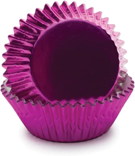 Vista 6 de Fox Run Juego de 32 envoltorios de papel de aluminio para magdalenas y magdalenas, color rosa intenso