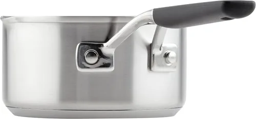Vista 7 de KitchenAid Cacerola de acero inoxidable 71018 con boquillas de vertido, 1 cuarto de galón, acero inoxidable cepillado