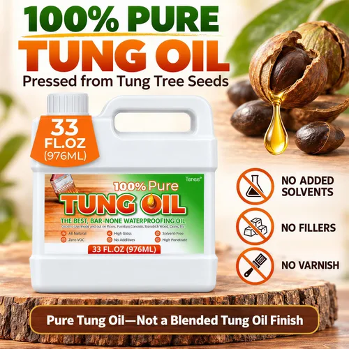 Vista 2 de Aceite de tung 100% puro para madera, acabado de madera seguro
