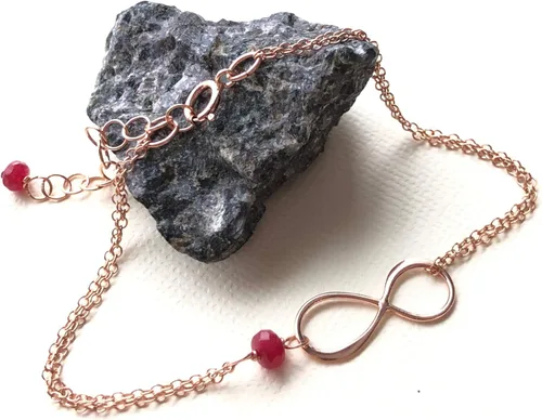 Vista 120 de Pulsera con dije de infinito con piedra natal, joyería hecha a mano, regalo para ella