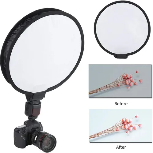 Vista 5 de Difusor Softbox, difusor portátil plegable de nailon de forma redonda de 15.7 in con una bolsa de almacenamiento para luz de flash de cámara