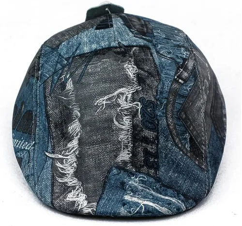 Vista 4 de Sombrero de Newsboy para hombre, proceso de impresión de cuero genuino, boina de hiedra camionero Gatsby Golf Cabbie Gorra plana