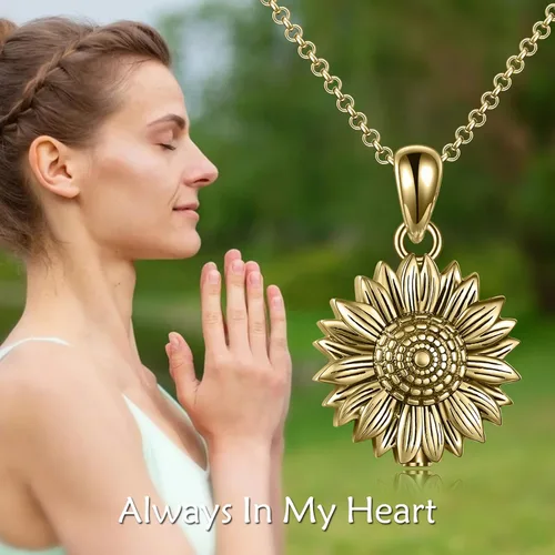 Vista 24 de Collar de urna de girasol de plata de ley para cenizas, joyería de cremación de flores rosas para cenizas