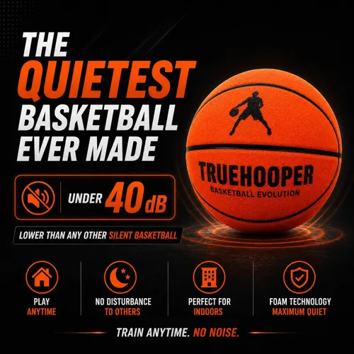 Vista 10 de TRUEHOOPER Silent Basketball – Size 7 Indoor Basketball (PRO Version) - Grooved Foam Basketball for Quit Dribbling and Indoor Training – Higher