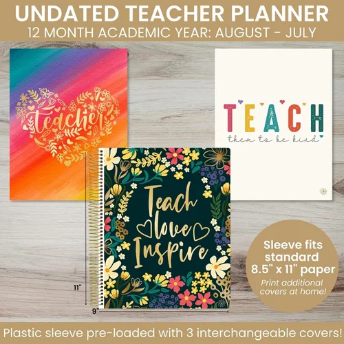 Vista 2 de bloom daily planners Agenda y calendario para profesores de año académico sin fecha, libro organizador de plan de lecciones de 7 períodos