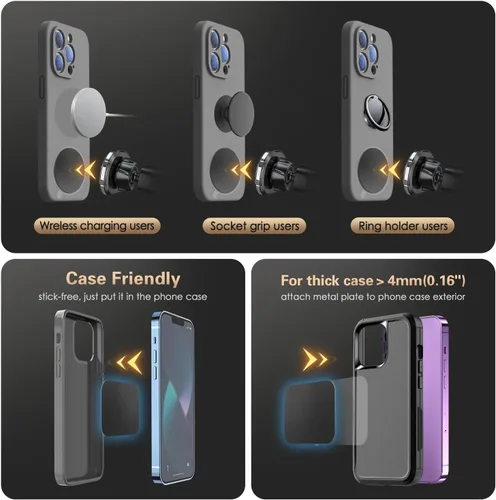 Vista 9 de Volport Soporte magnético para teléfono celular con ventilación de aire, universal para salpicadero de vehículo, soporte mágico para teléfono