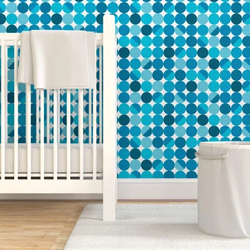 Vista 6 de Spoonflower Blue Moon White Pre-Pasted Removable Wallpaper Sample 12" x 24" Modern Cool Lampshade Water-activated, simple to install and