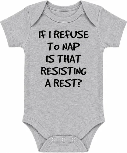 Vista 9 de CBTwear If I Refuse to Nap Is That Resisting Funny Baby Bodysuit Negro