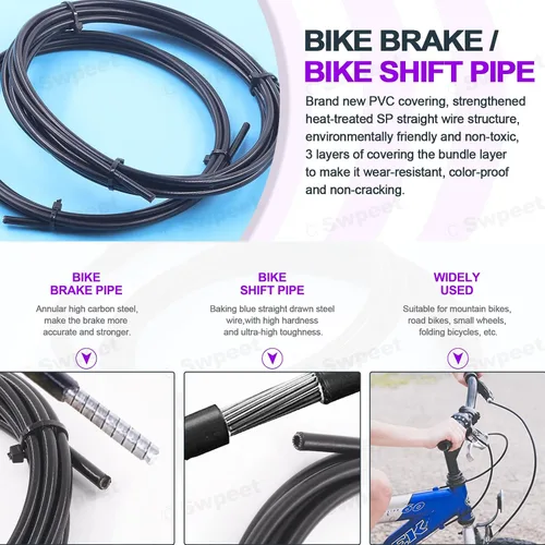 Vista 4 de Swpeet Carcasa universal para cable de cambio de bicicleta, 67 piezas, con kit de cortador de cables de bicicleta, tapas de extremo de cable