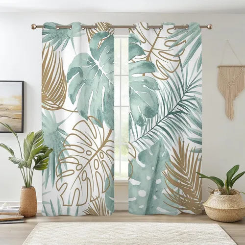 Vista 35 de Renaiss Pink Cherry Patels - Cortinas opacas con aislamiento térmico de flores de cerezo japonés, cortinas de ventana de dormitorio con estampado
