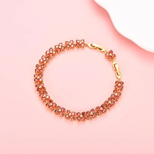 Vista 2 de GULICX - Pulsera de tenis con cristales de Swarovski y cristales redondos chapados en oro