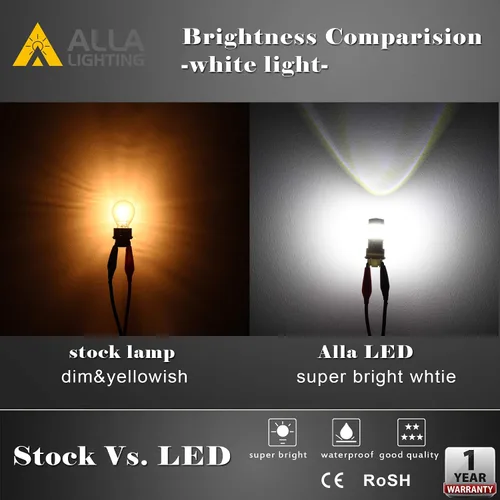 Vista 2 de Alla Lighting T25 3157 3156 Freno estroboscópico LED, bombillas de marcha atrás de respaldo, 6000K xenón blanco súper brillante 2835 39-SMD alta