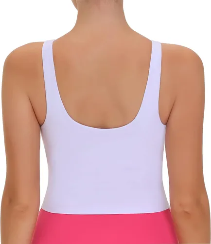 Vista 2 de THE GYM PEOPLE Brasier deportivo sin mangas para mujer, para entrenamiento, correr, yoga, recortado, con relleno extraíble
