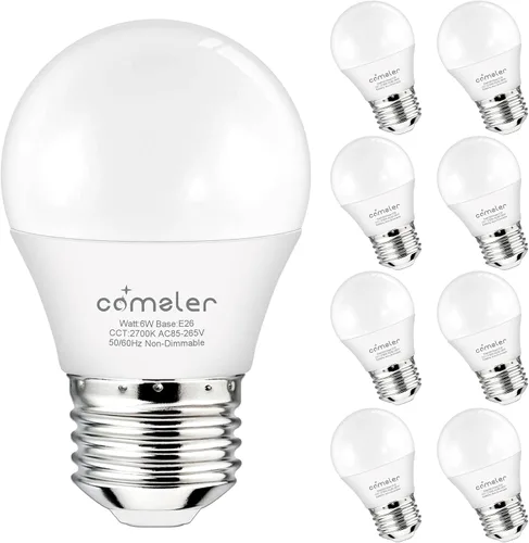 Vista 10 de comzler Bombilla pequeña de 6 W, luz blanca cálida de 2700 K, equivalente a 60 vatios, base de tornillo estándar E26 con forma A15/G45