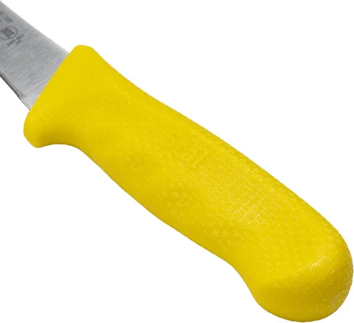Vista 2 de Winco Cuchillo para deshuesar de acero alemán de grado comercial de 6 pulgadas, curvado, amarillo