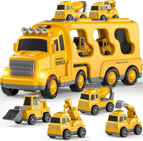 Vista 11 de TEMI Paquete de 5 Vehículos de Ambulancia Camiones de Juguete para Niños Pequeños de 3 4 5 6 Años, Autos Impulsados por Fricción con Helicóptero