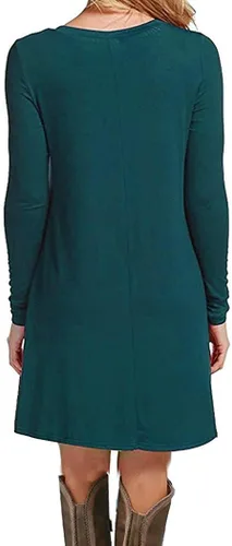 Vista 2 de MOLERANI - Vestido informal, suelto y liso, de manga larga, holgado, para mujer
