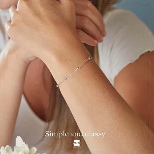 Vista 6 de Amberta Pulsera de plata de ley 925 1.4 Singapur con cuentas de bola de 0.157 in, 7 pulgadas, 7.5 pulgadas