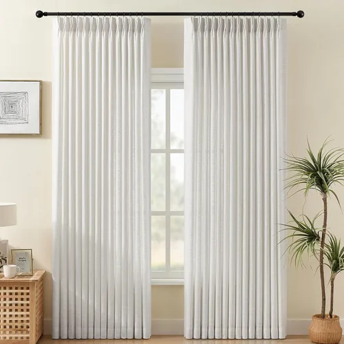 Vista 35 de Cortinas plisadas de lino semitransparentes de 96 pulgadas, filtrado de luz Natural