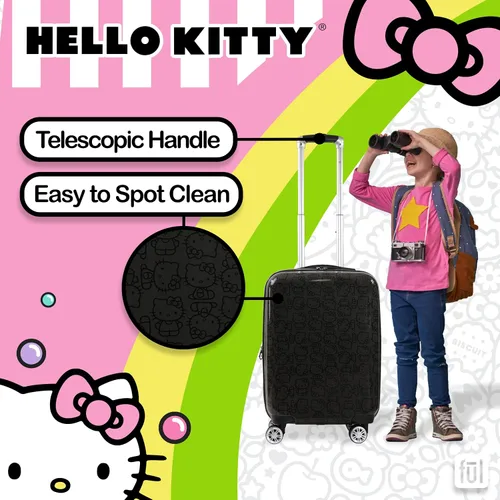 Vista 4 de FUL Hello Kitty - Maleta de mano rígida con ruedas giratorias, Negro -, Hello Kitty - Maleta de mano rígida con ruedas giratorias