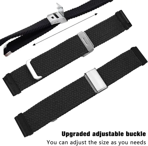 Vista 4 de Abanen Correa de reloj elástica trenzada para Garmin Vivoactive 6/5/Venu Sq/Venu 2 Plus, 0.787 pulgadas, correa de nailon elástico suave con cierre